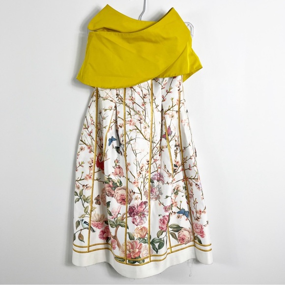 Thakoon Runway Birdcage Print Silk Duchesse Halter Dress Size 2 Yellow Multi - Picture 3 of 11